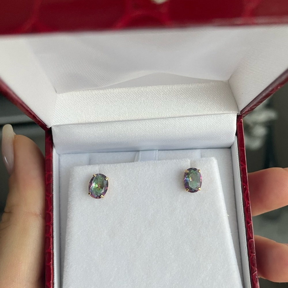 Natural Mystic Topaz Earrings - Brand New